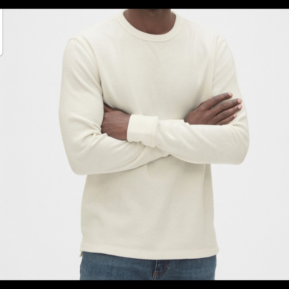 NWT Men's Gap Off White/Gray Thermal Top Size XL